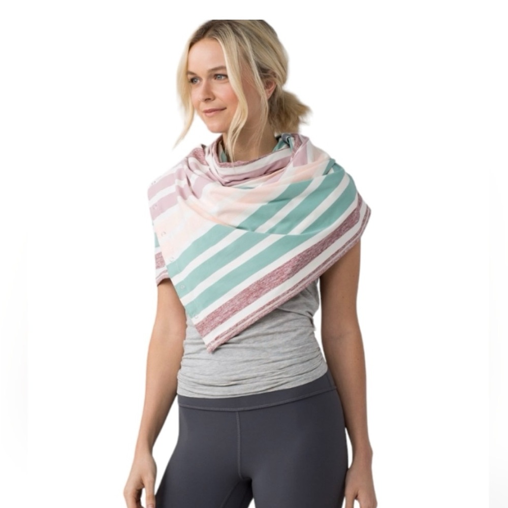 lululemon athletica vinyasa striped scarf in Pink, Mint, and White